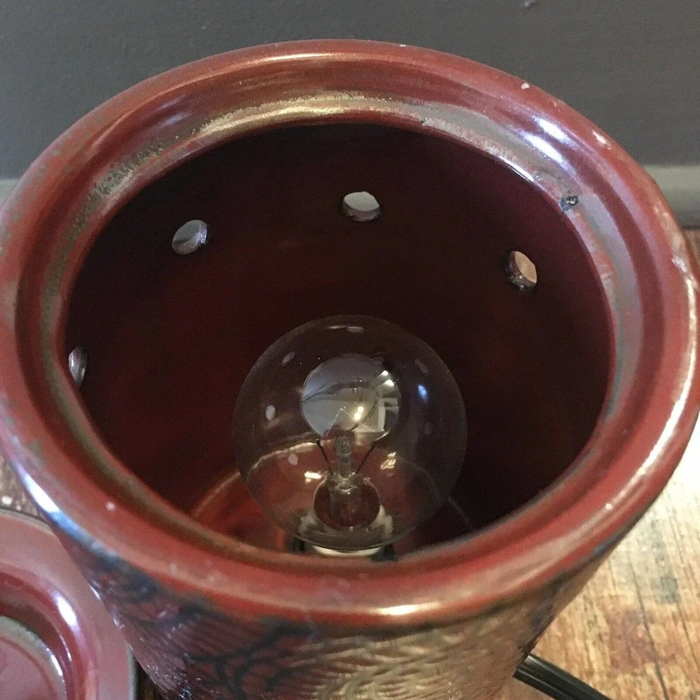 Scentsy Cobbled Leather Wax Warmer Rare Retired Red Black Brick Pattern 26979